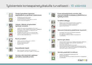 Työskentele turvallisesti korkeapainetyökaluilla - lataa käyttöösi kymmenen sääntöä