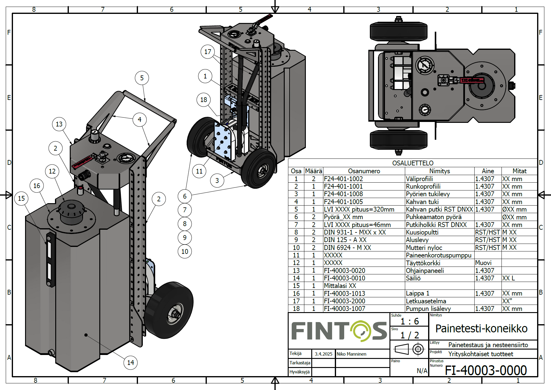 Fintos suunnitteli ja toteutti painetestikoneikon The Switchin Vaasan-tehtaan uuden kojeistovalmistuslinjan testialueelle. Fintos tekee ja toimittaa suunnittelemiinsa laitteisiin aina myös asianmukaisen dokumentaation.