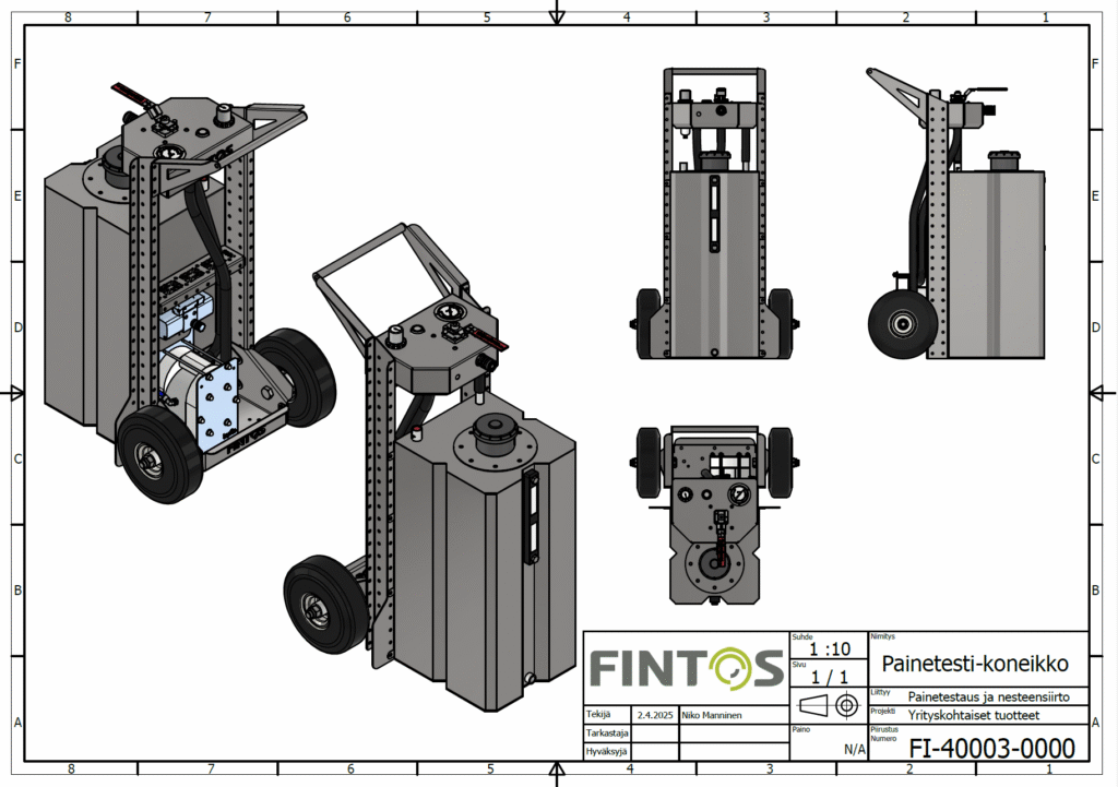 Fintos suunnitteli ja toteutti painetestikoneikon The Switchin Vaasan-tehtaan uuden kojeistovalmistuslinjantestialueelle.